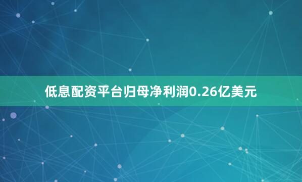 低息配资平台归母净利润0.26亿美元