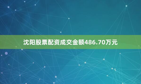 沈阳股票配资成交金额486.70万元